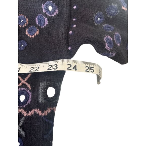 Christine Foley Embroidered Cotton Cardigan Sweater | Vintage Boho Folk Knit | S - Picture 8 of 9